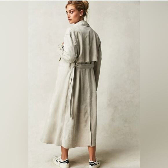 Free People x Blank NYC Vegan Suede Trench Coat Size Medium - Picture 5 of 12
